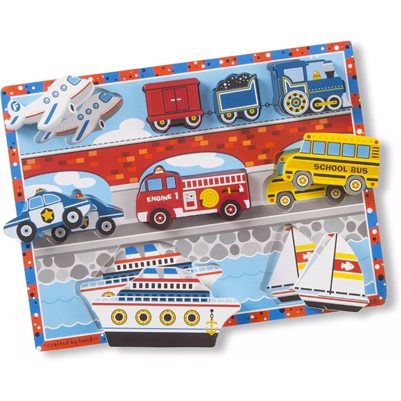 Melissa & Doug Vehicles Wooden Chunky Puzzle - Plane, Train, Cars, and Boats - Picture 2 of 3